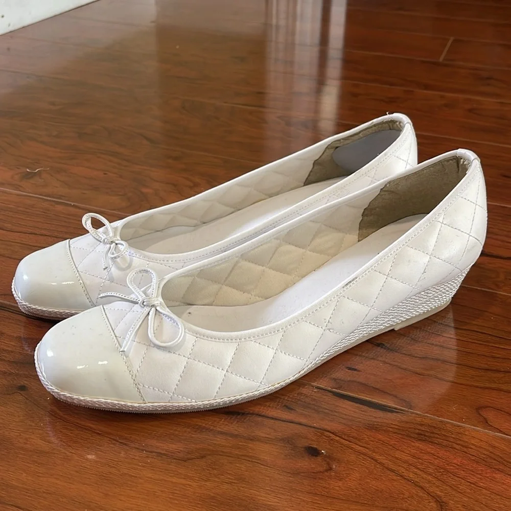 COPY - Sesto Meucci White Quilted Leather Wedges Shoes